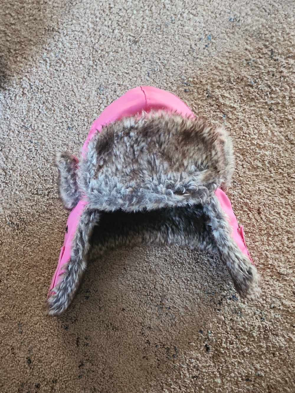 Kids Pink Faux Fur Trapper Hat